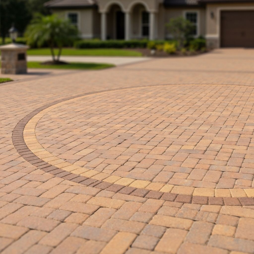 Elegant circular paver driveway